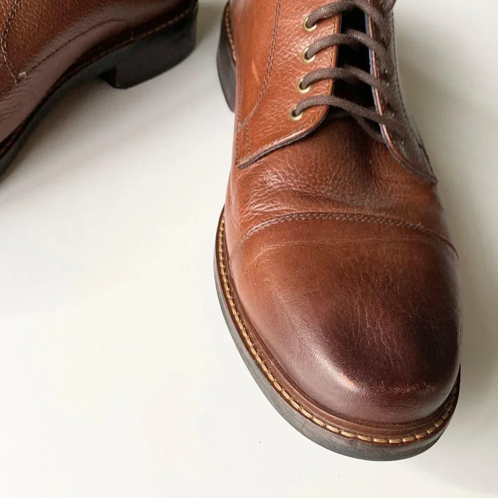 size 12 D shoes mens oxford Joseph Abboud  brown leather lace up ‎ “harold”